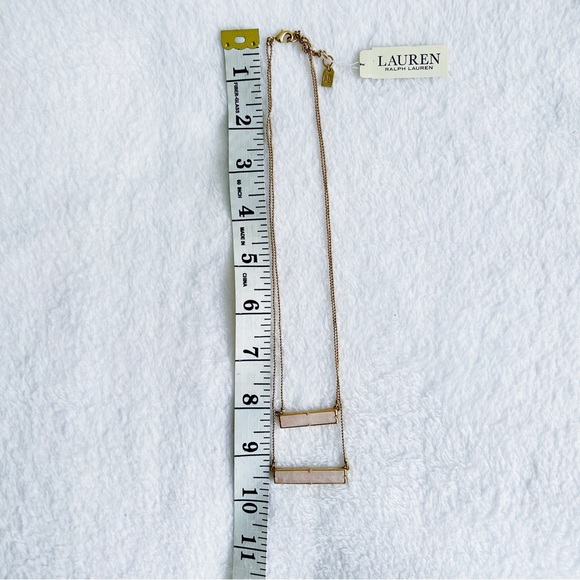 NEW Lauren Ralph Lauren Layered Pink Rectangle Stone Necklace - Picture 8 of 8